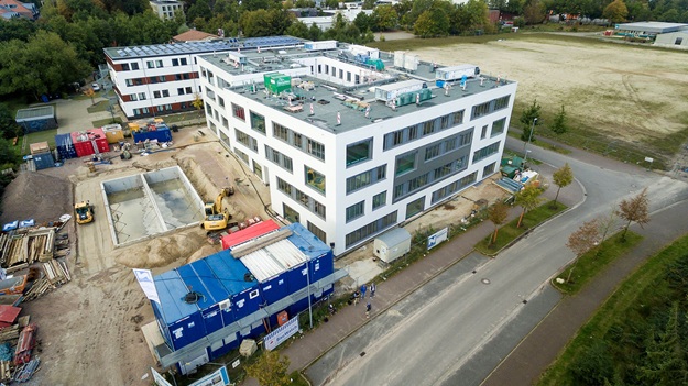 Luftaufnahme eines Bauprojekts mit Drohne in Oldenburg zur Baudokumentation