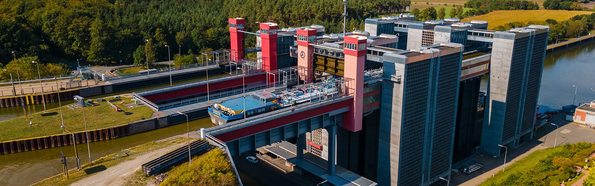 Luftaufnahme des Schiffshebewerks Scharnebeck mit Drohne