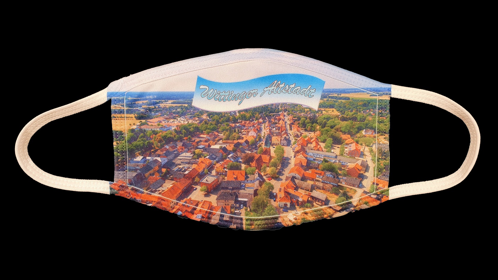 Behelfsmasken mit Luftbild Wittingen